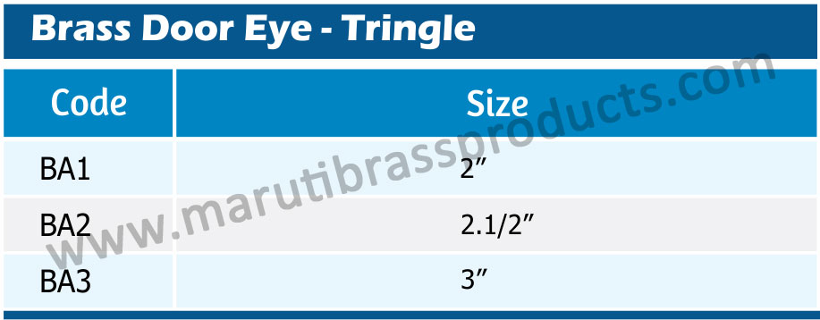 Brass Door Eye Tringle Size