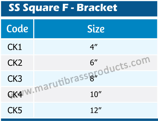 SS Square F Bracket Size